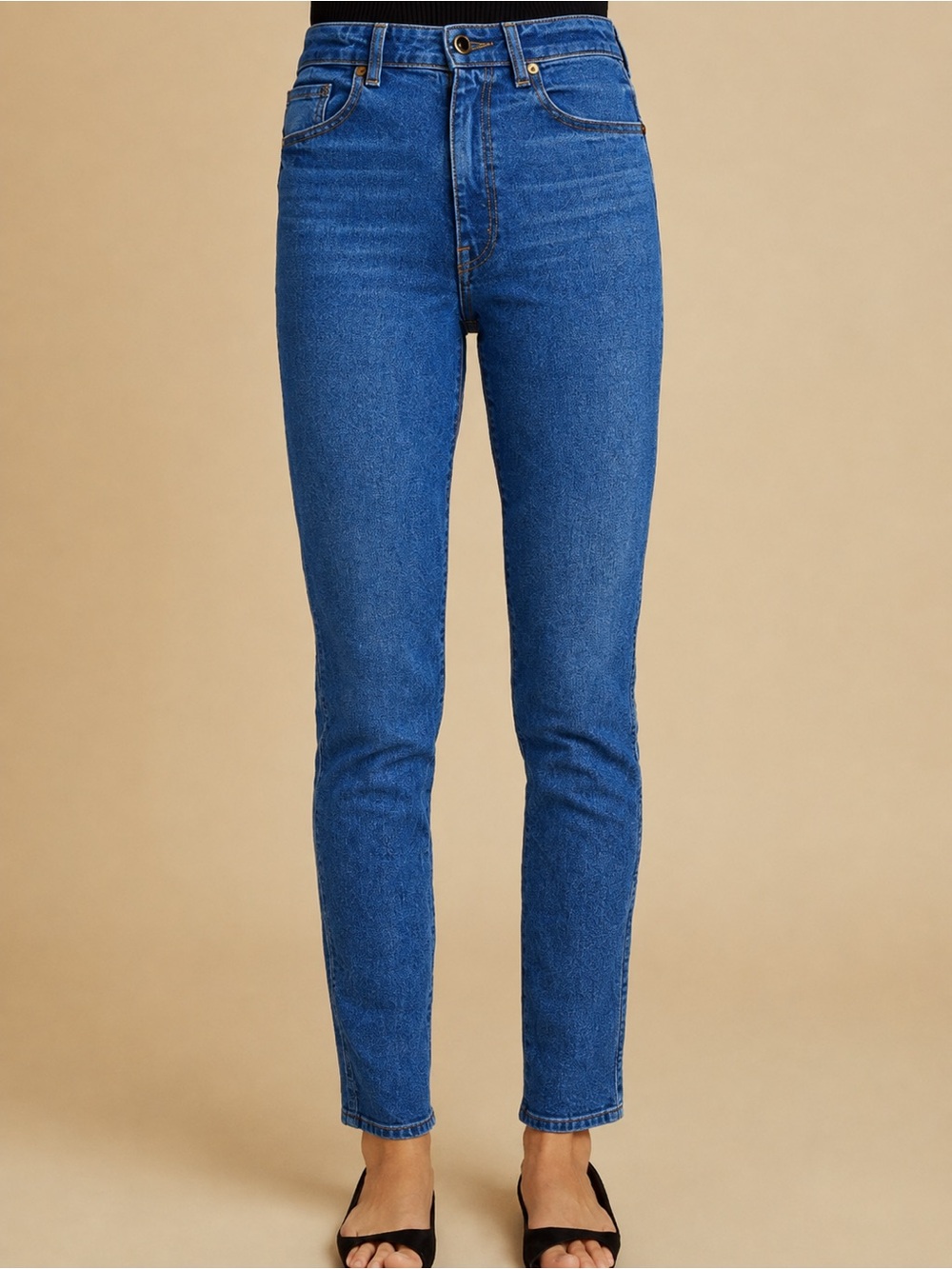 KHAITE Vanessa High Rise Slim Straight Denim Jeans - Napa Blue Size 27 EUC